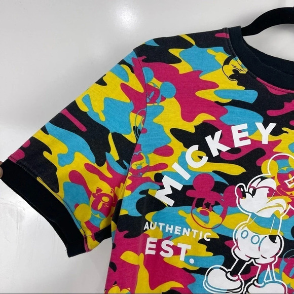 Disney Parks Mickey Mouse Graphic Crewneck Short Sleeve Ringer Tee Size Small - Picture 5 of 7